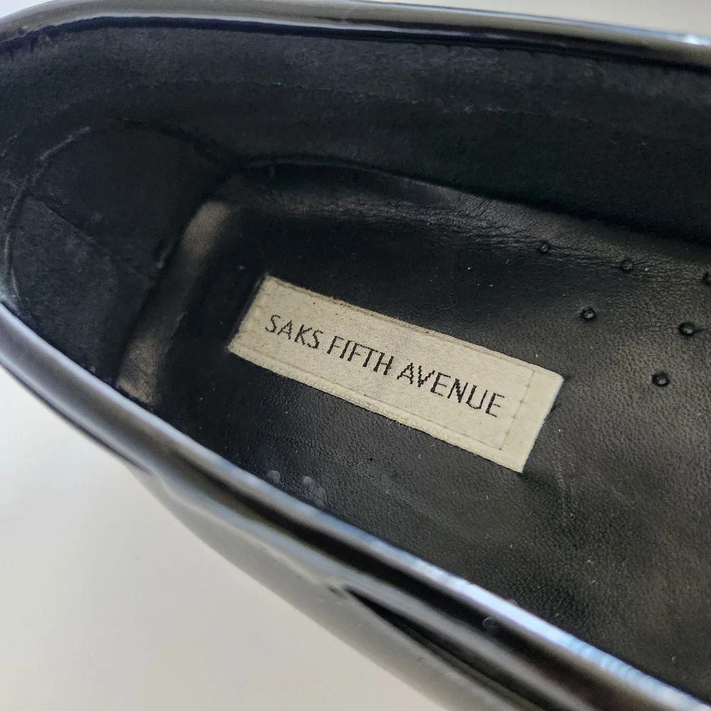 Saks Fifth Avenue Black Patent Leather Loafers